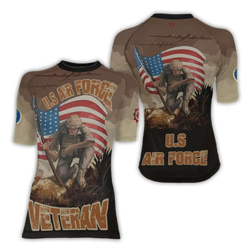 USA Air Force Veteran Women's Short Sleeve Rash Guard - BattleFitGear