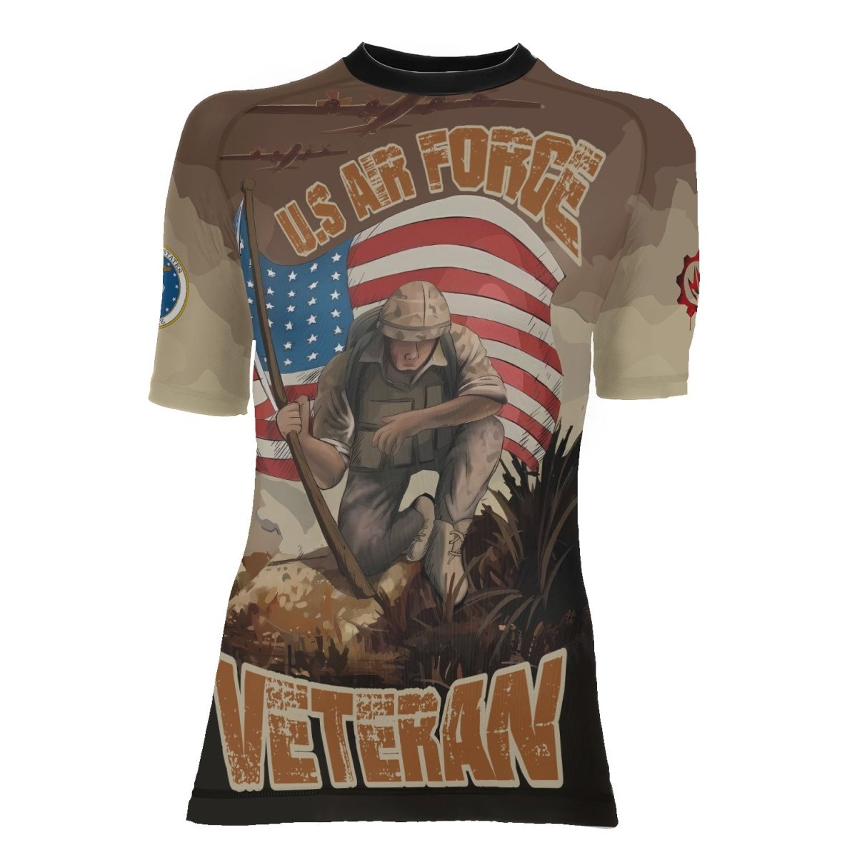 USA Air Force Veteran Women's Short Sleeve Rash Guard - BattleFitGear