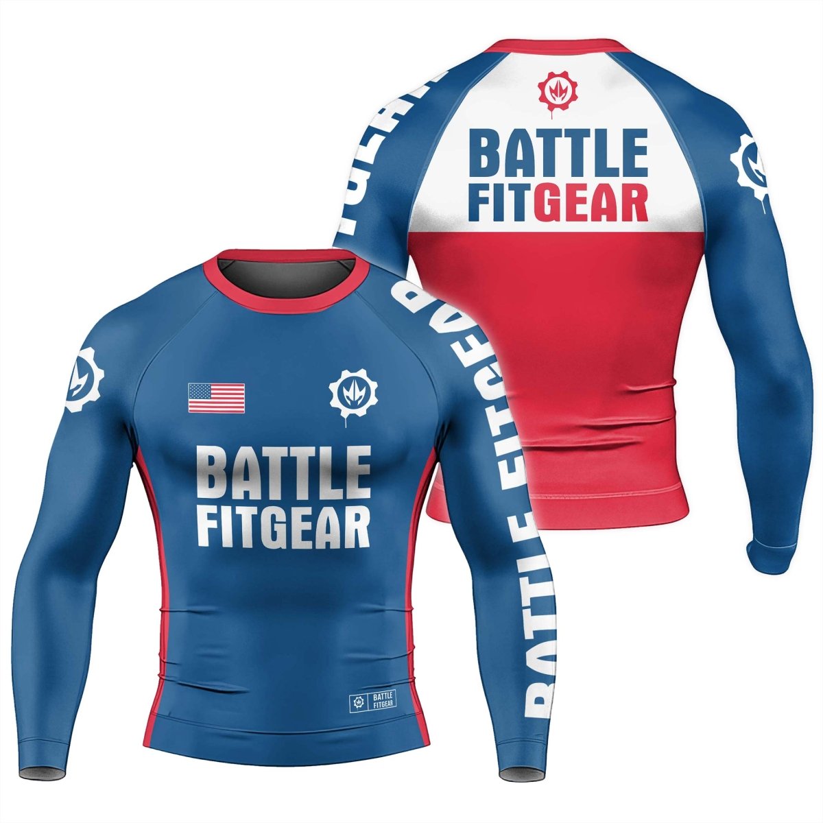 USA Flag Men's Long Sleeve Rash Guard - BattleFitGear