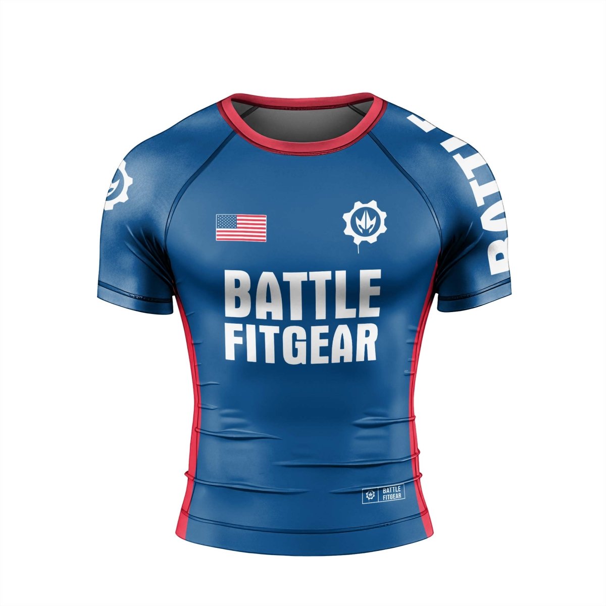 USA Flag Men's Short Sleeve Rash Guard - BattleFitGear