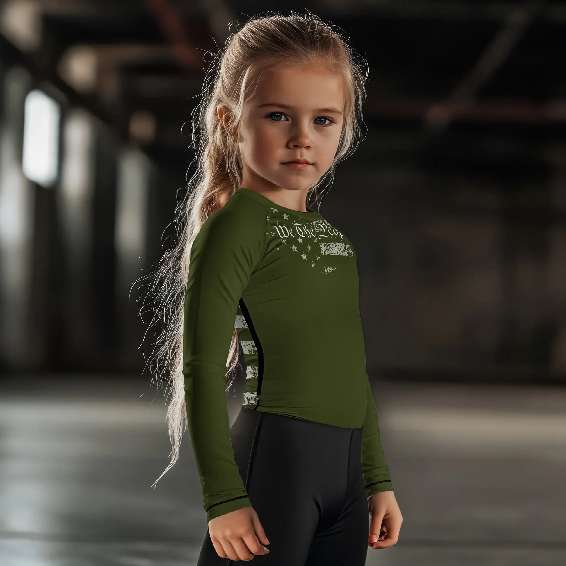 USA Flag Veteran Kids Rash Guard