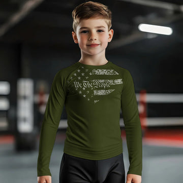 USA Flag Veteran Kids Rash Guard