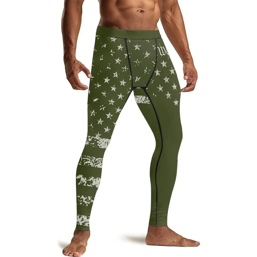 USA Flag Veteran Men's Compression Leggings