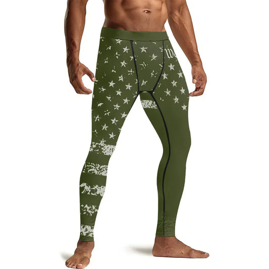 USA Flag Veteran Men's Compression Leggings