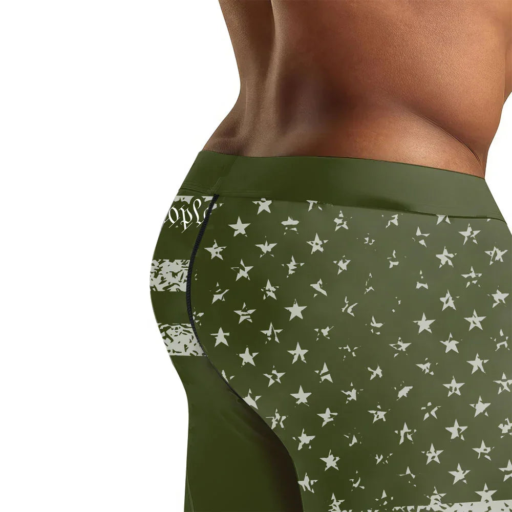 USA Flag Veteran Men's Compression Leggings