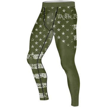 USA Flag Veteran Men's Compression Leggings