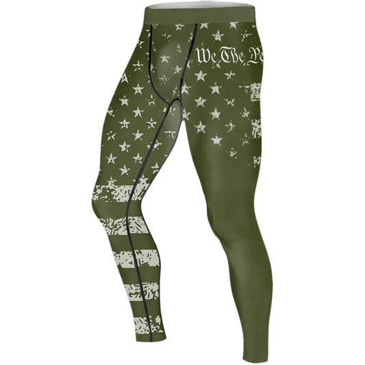 USA Flag Veteran Men's Compression Leggings