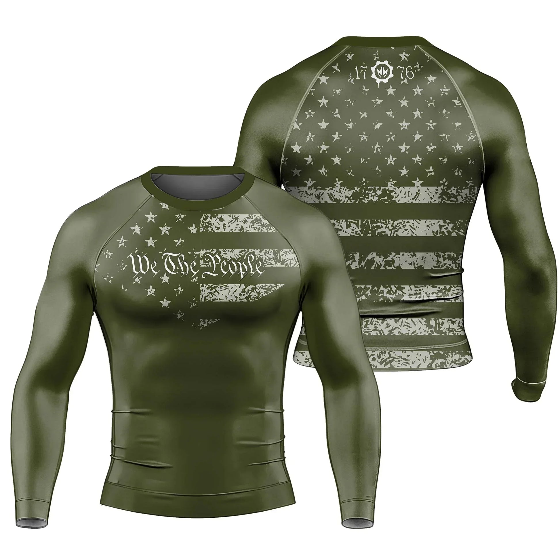 USA Flag Veteran Men's Long Sleeve Rash Guard