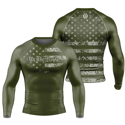 USA Flag Veteran Men's Long Sleeve Rash Guard