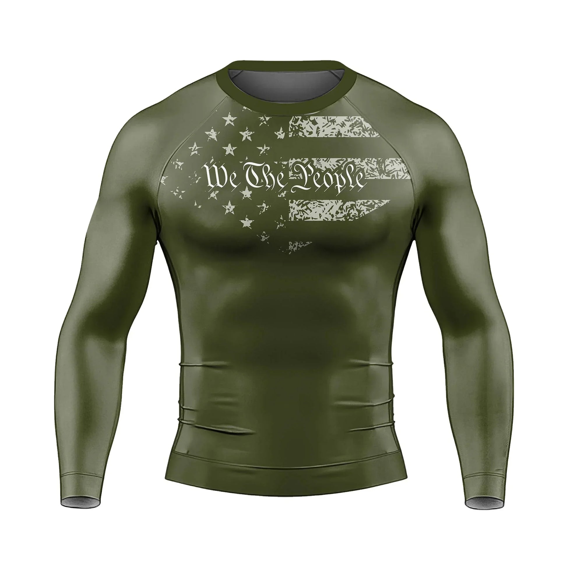 USA Flag Veteran Men's Long Sleeve Rash Guard