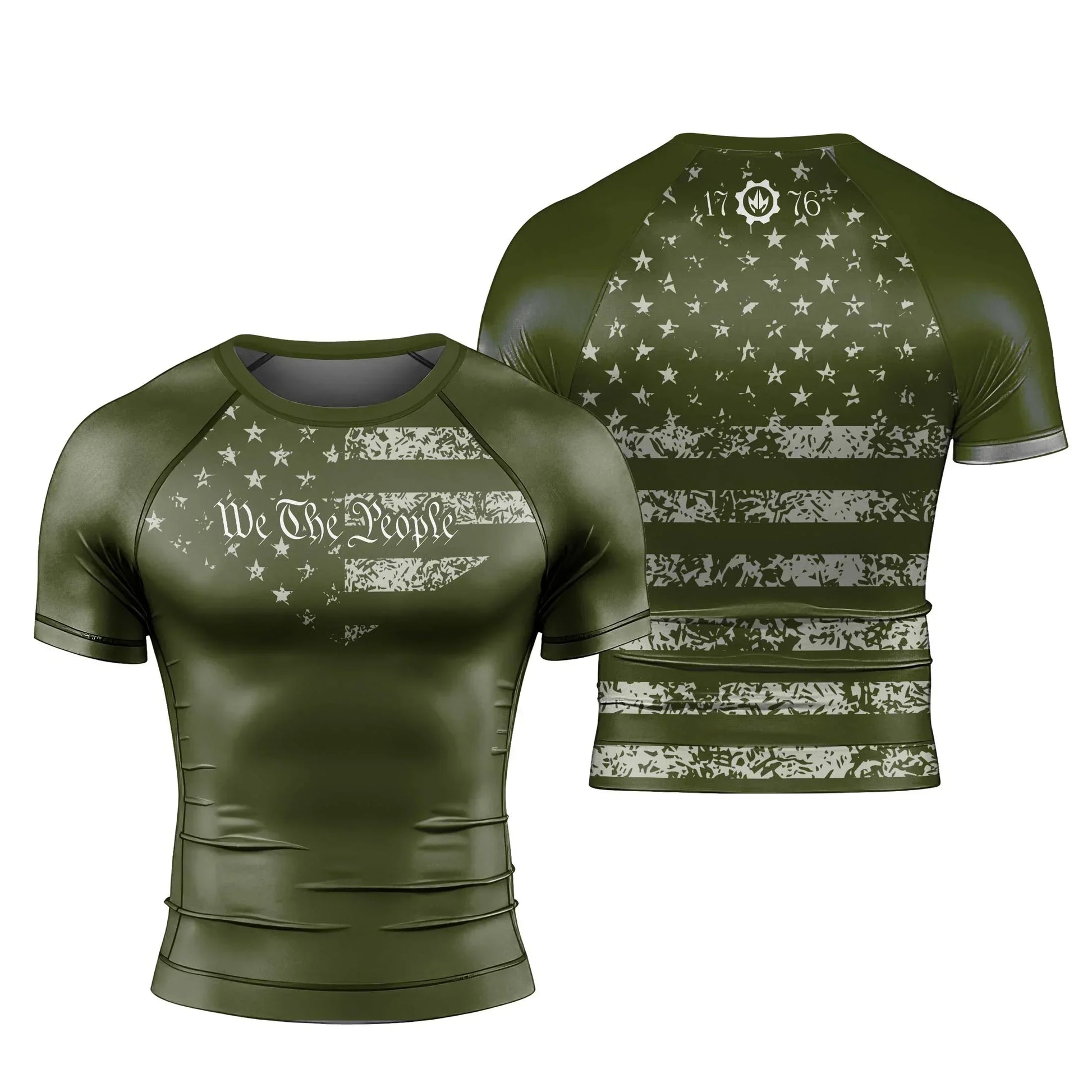 USA Flag Veteran Men's Short Sleeve Rash Guard