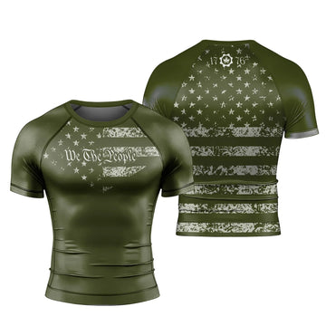 USA Flag Veteran Men's Short Sleeve Rash Guard