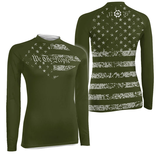 USA Flag Veteran Women's Long Sleeve Rash Guard