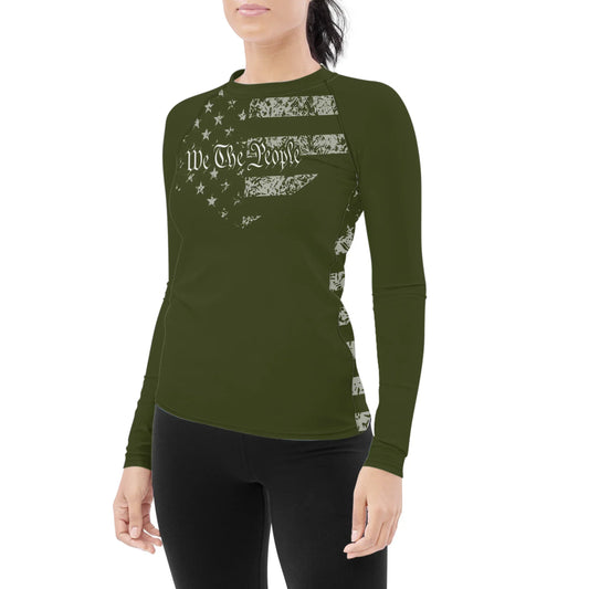 USA Flag Veteran Women's Long Sleeve Rash Guard