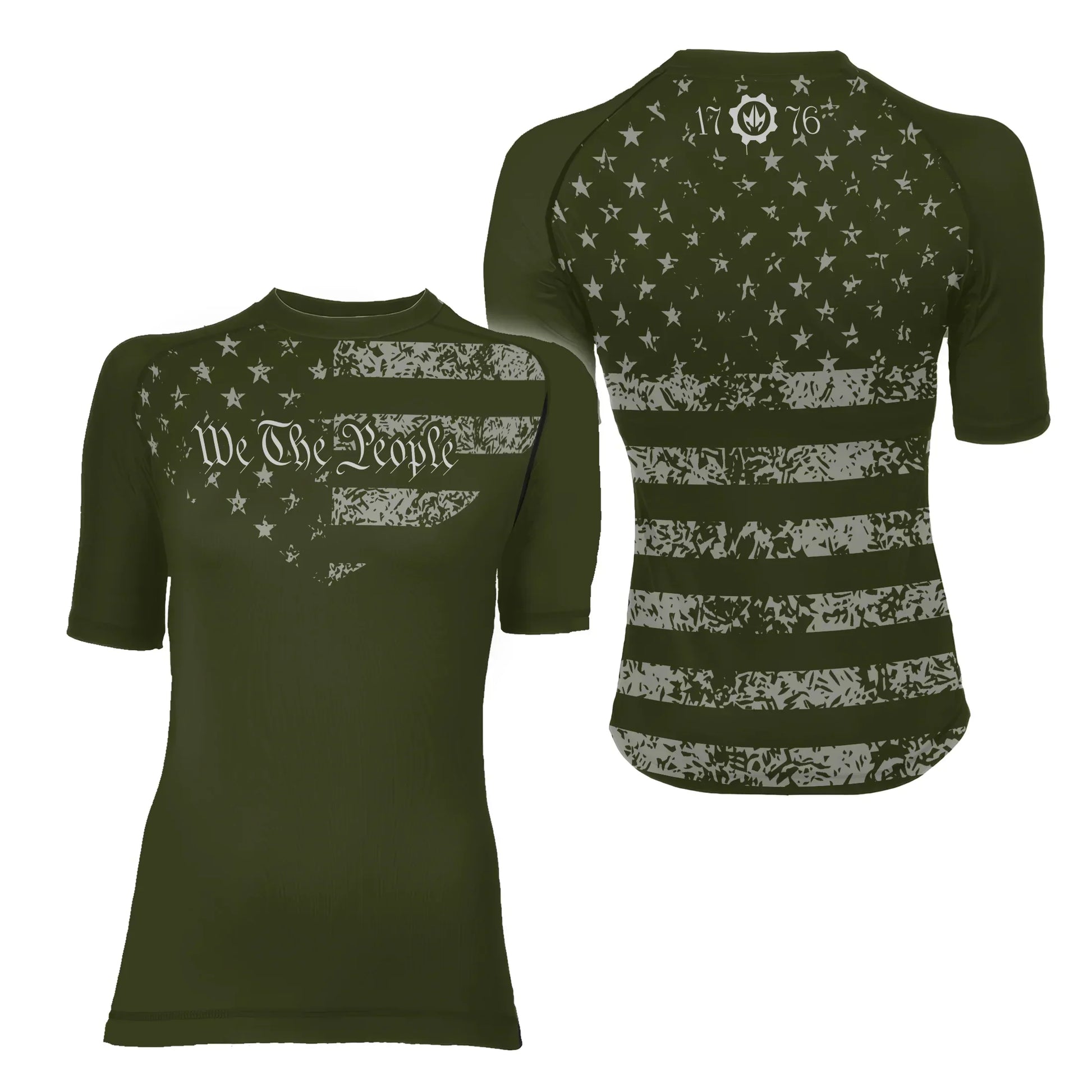 USA Flag Veteran Women's Short Sleeve Rash Guard