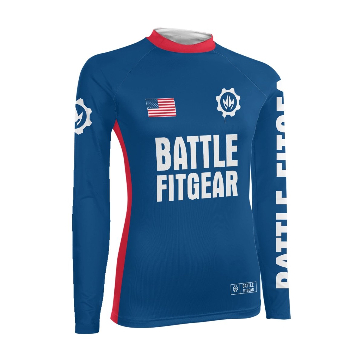 USA Flag Women's Long Sleeve Rash Guard - BattleFitGear