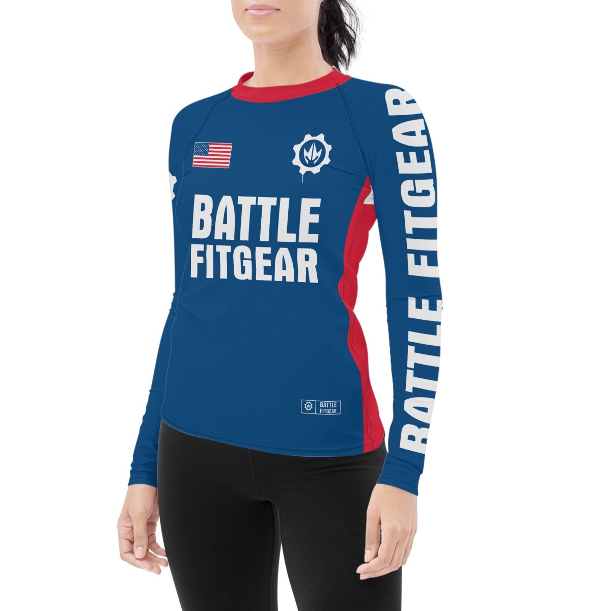 USA Flag Women's Long Sleeve Rash Guard - BattleFitGear