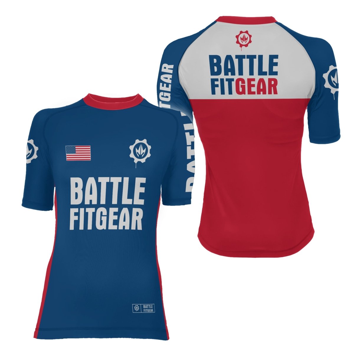 USA Flag Women's Short Sleeve Rash Guard - BattleFitGear