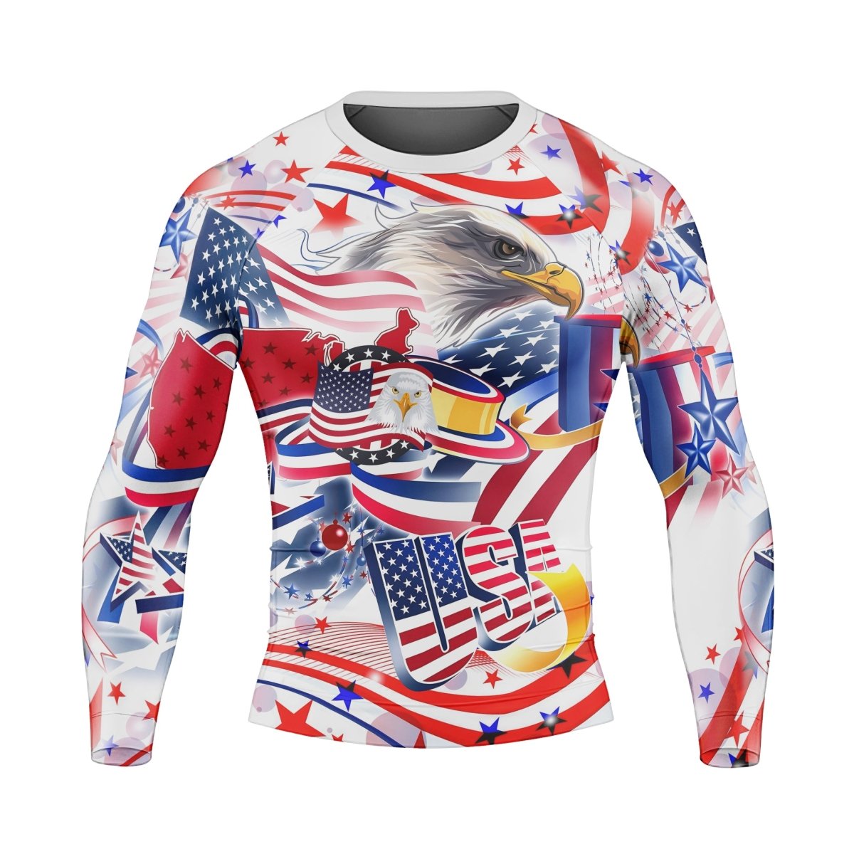 USA Independence Day Men's Long Sleeve Rash Guard - BattleFitGear