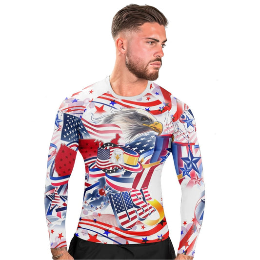 USA Independence Day Men's Long Sleeve Rash Guard - BattleFitGear