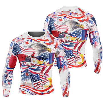 USA Independence Day Men's Long Sleeve Rash Guard - BattleFitGear