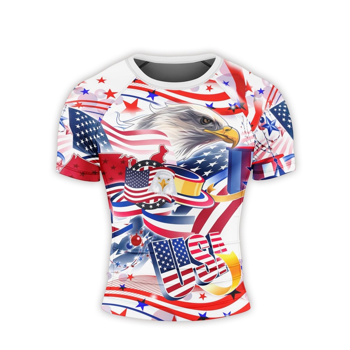 USA Independence Day Men's Short Sleeve Rash Guard - BattleFitGear