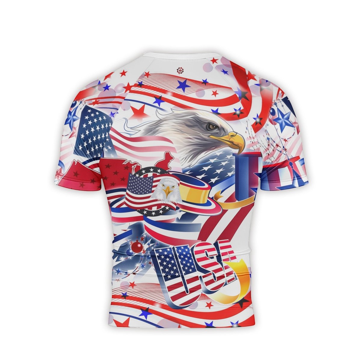 USA Independence Day Men's Short Sleeve Rash Guard - BattleFitGear