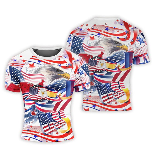 USA Independence Day Men's Short Sleeve Rash Guard - BattleFitGear