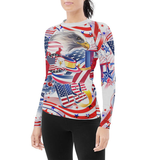 USA Independence Day Women's Long Sleeve Rash Guard - BattleFitGear