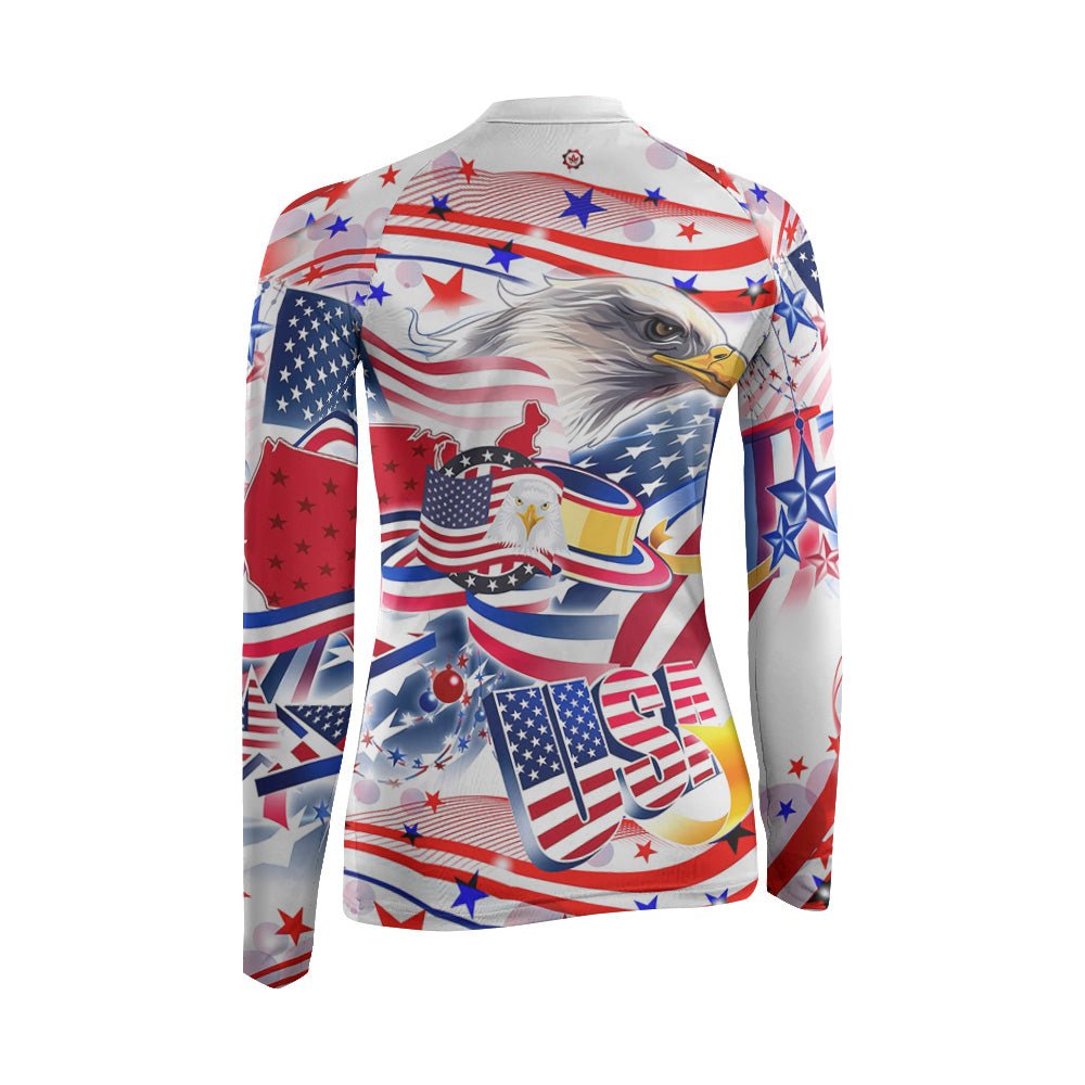 USA Independence Day Women's Long Sleeve Rash Guard - BattleFitGear