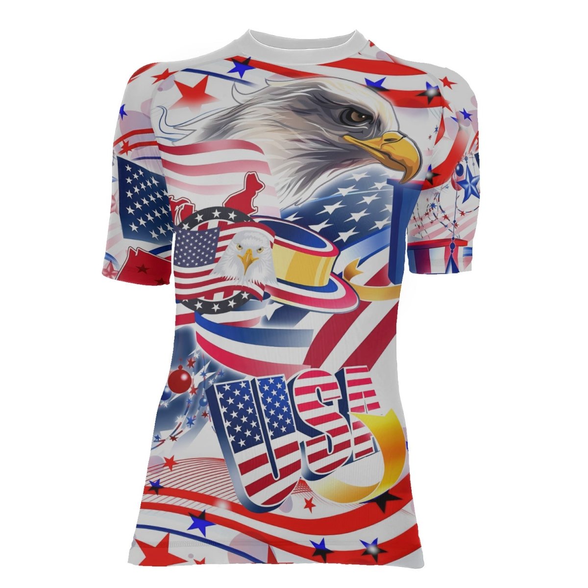 USA Independence Day Women's Short Sleeve Rash Guard - BattleFitGear