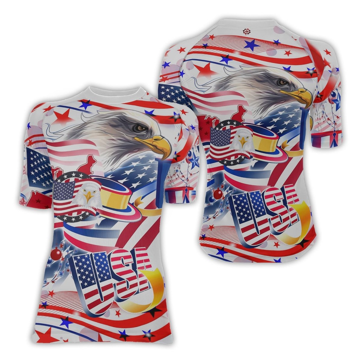 USA Independence Day Women's Short Sleeve Rash Guard - BattleFitGear