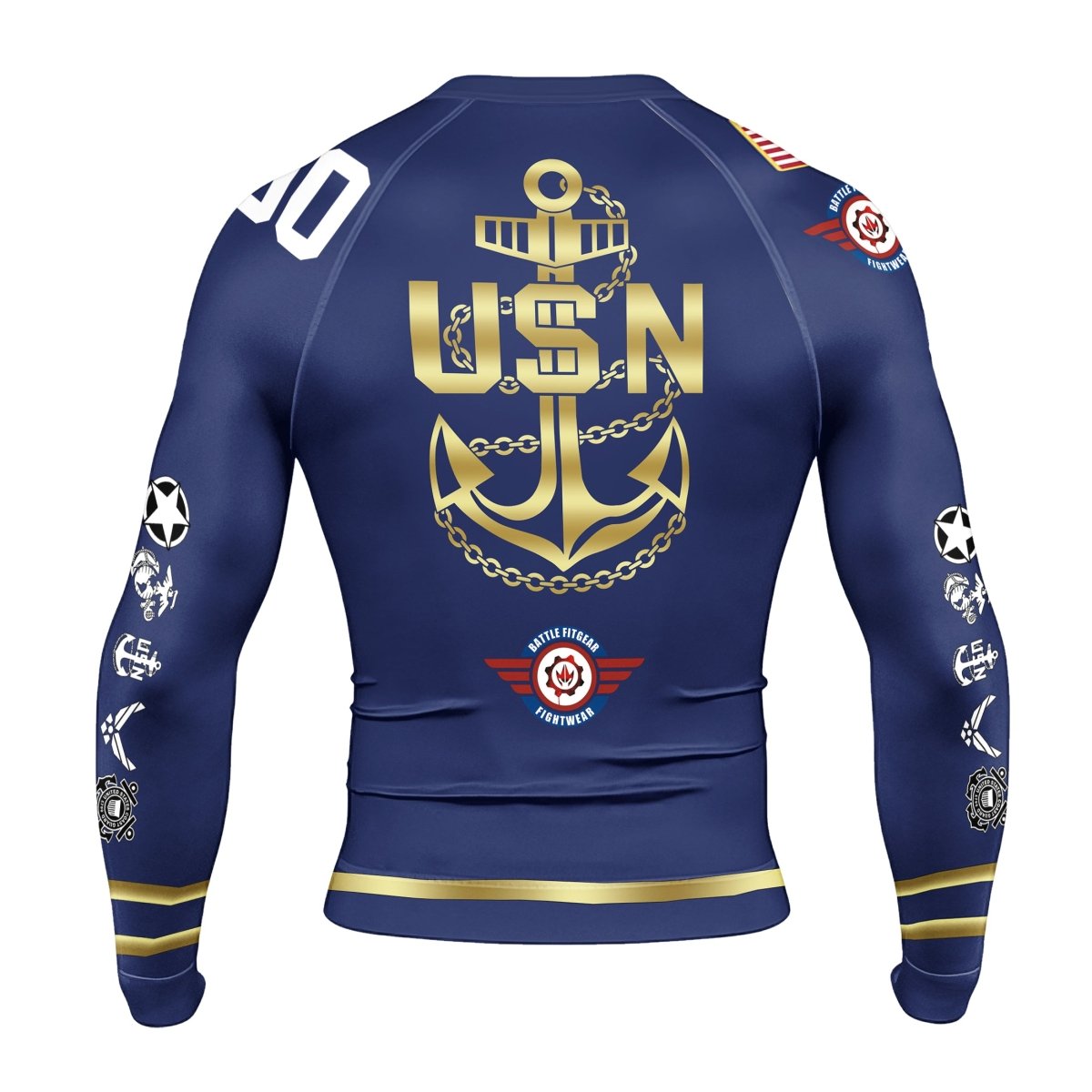 Personalized USA Navy Veteran Men's Long Sleeve Rash Guard - BattleFitGear