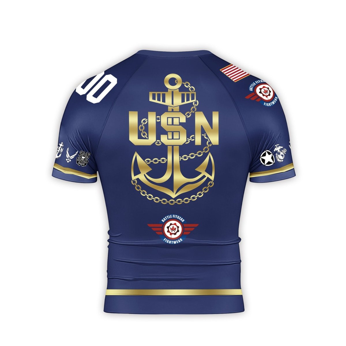 Personalized USA Navy Veteran Men's Short Sleeve Rash Guard - BattleFitGear