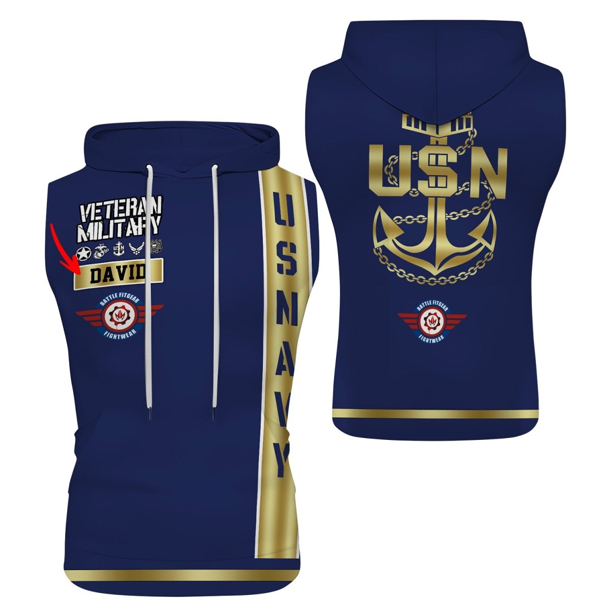 Personalized USA Navy Veteran Pullover & Zip Hoodie - BattleFitGear