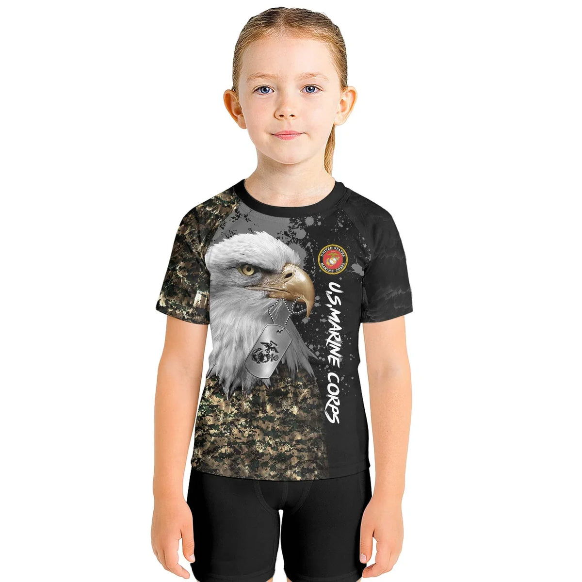 USMC Eagle Military Kids Rash Guard