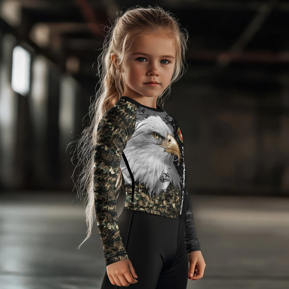 USMC Eagle Military Kids Rash Guard