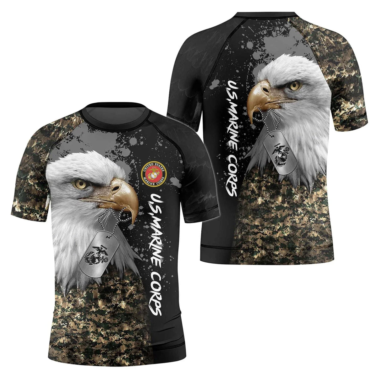 USMC Eagle Military Kids Rash Guard