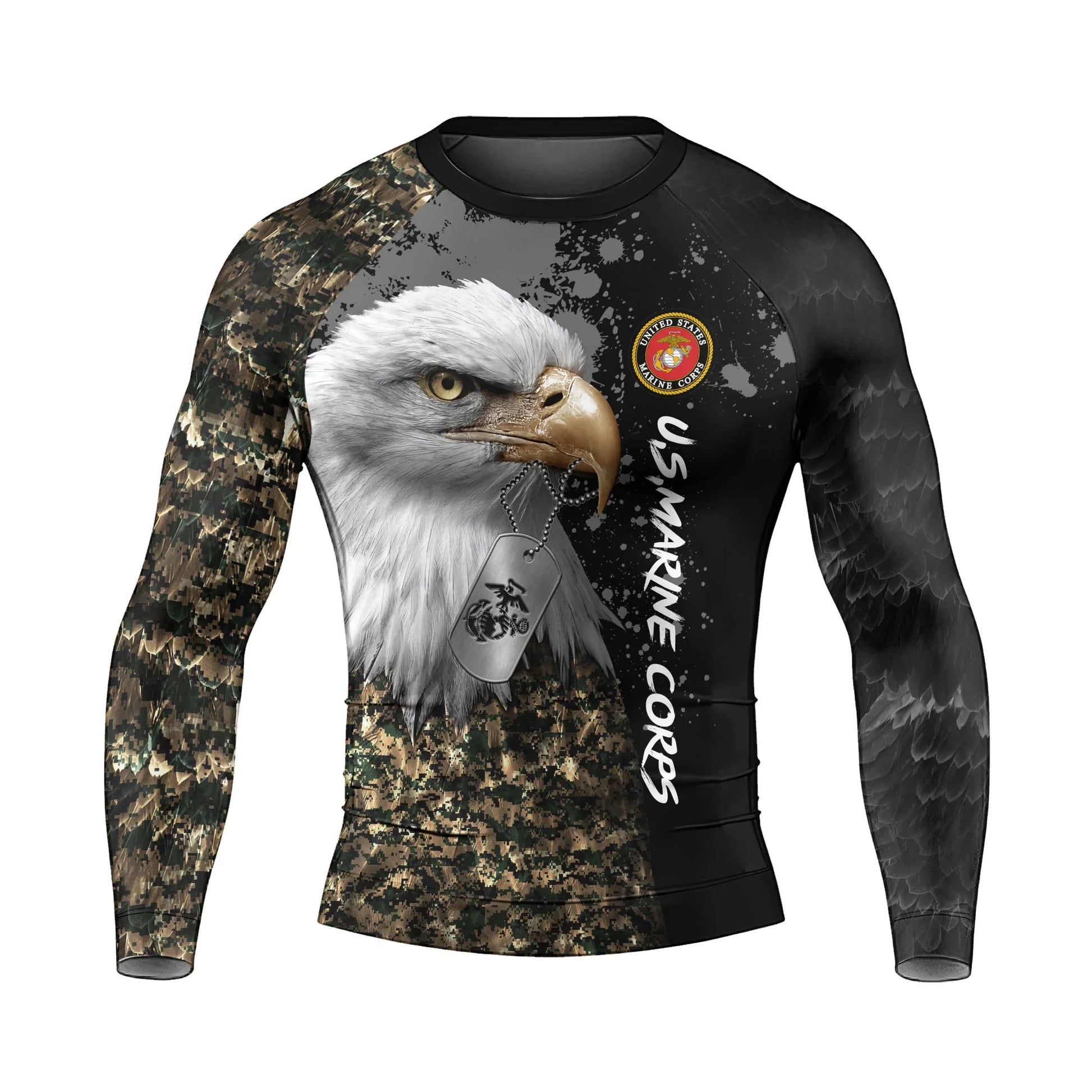 USMC Eagle Military Men's Long Sleeve Rash Guard