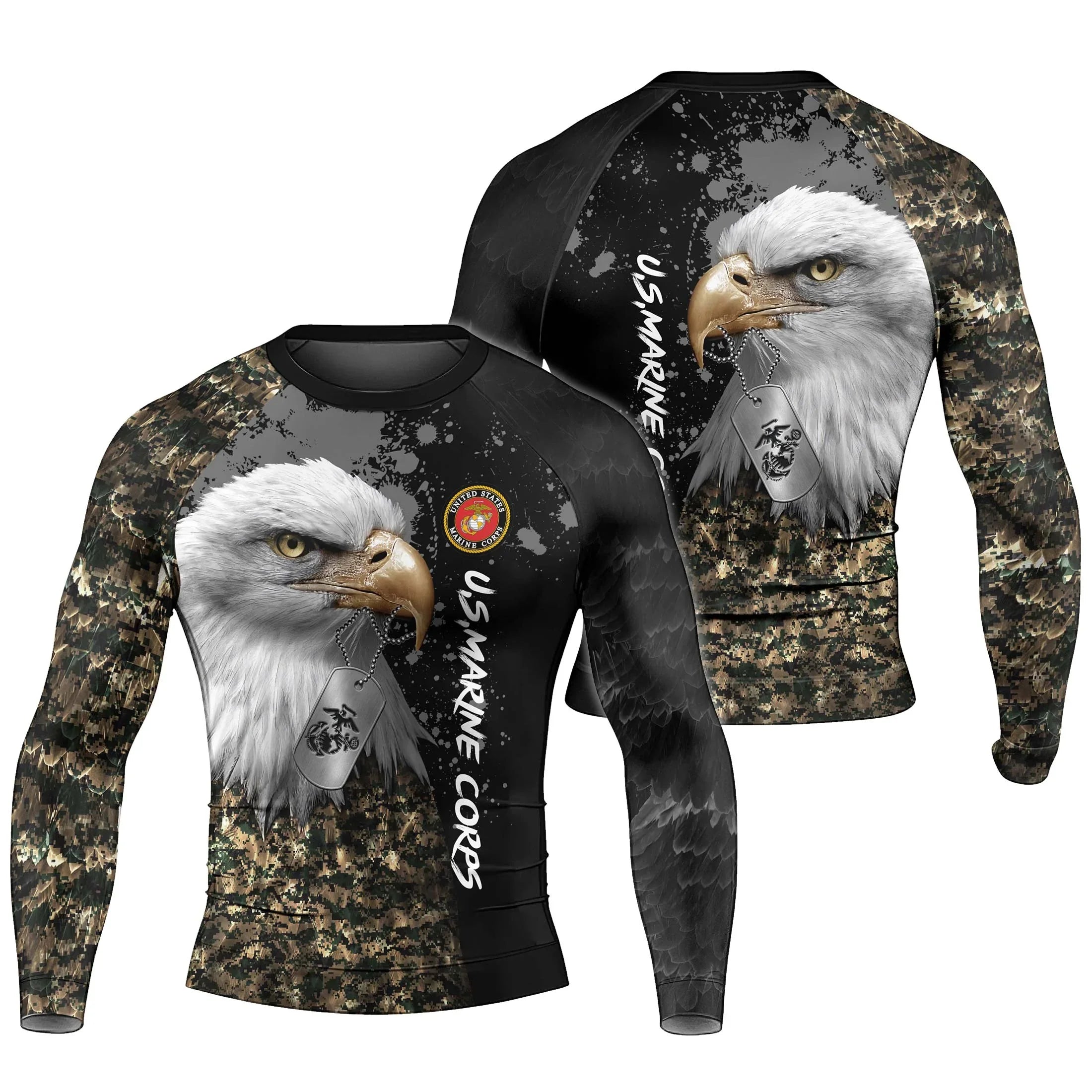 USMC Eagle Military Men's Long Sleeve Rash Guard | Combat Compression ...