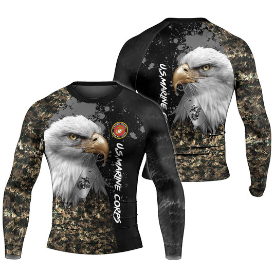USMC Eagle Military Men's Long Sleeve Rash Guard
