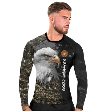 USMC Eagle Military Men's Long Sleeve Rash Guard