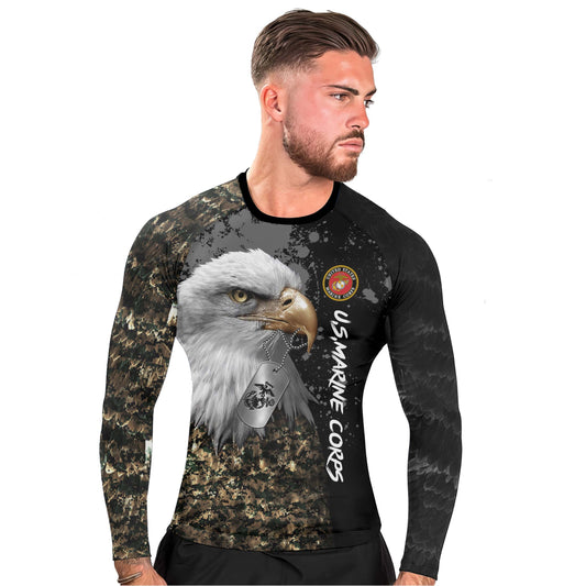 USMC Eagle Military Men's Long Sleeve Rash Guard