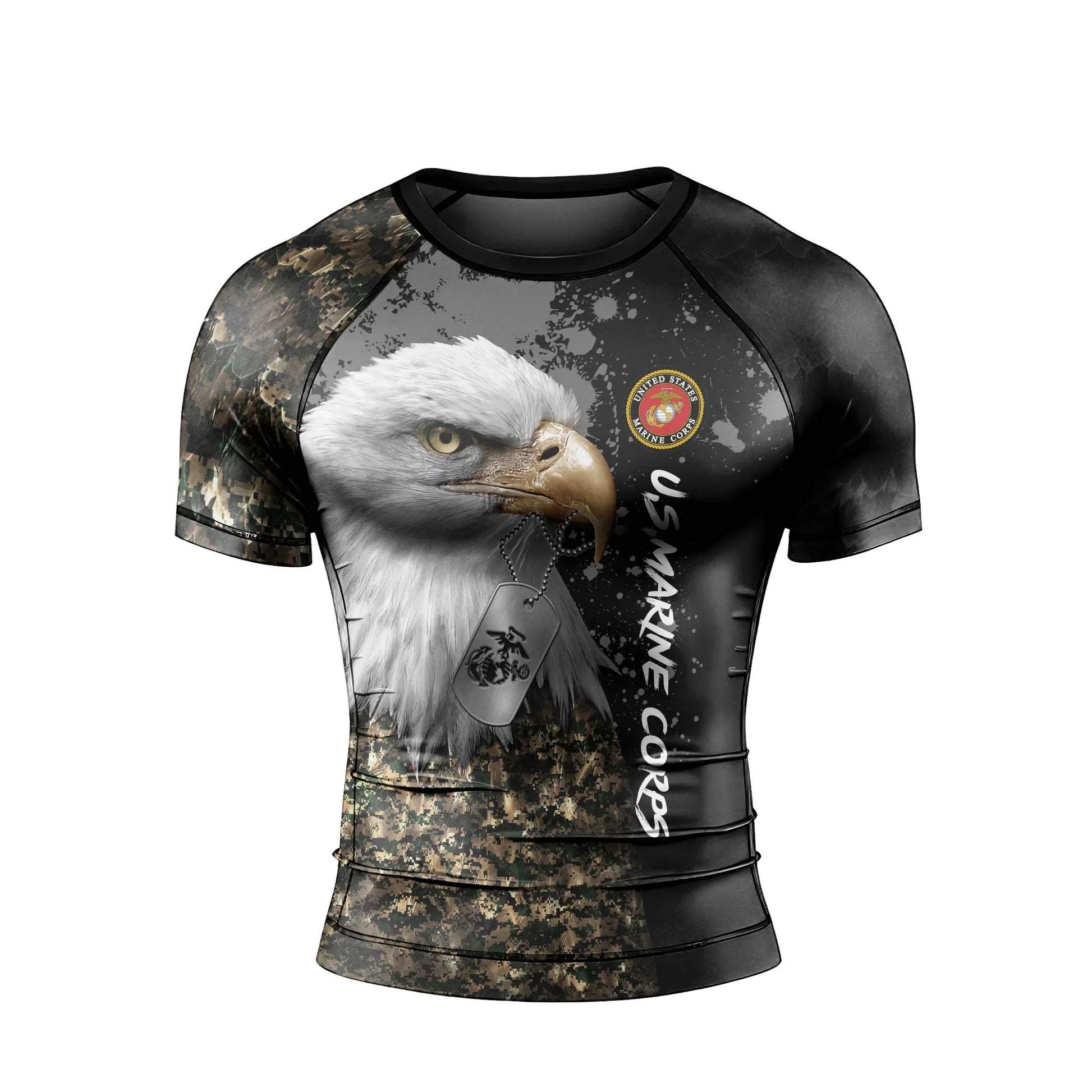 USMC Eagle Military Men's Short Sleeve Rash Guard