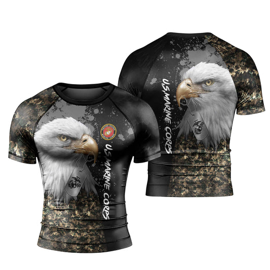 USMC Eagle Military Men's Short Sleeve Rash Guard
