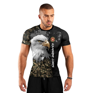 USMC Eagle Military Men's Short Sleeve Rash Guard