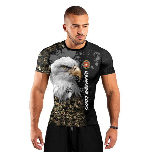 USMC Eagle Military Men's Short Sleeve Rash Guard