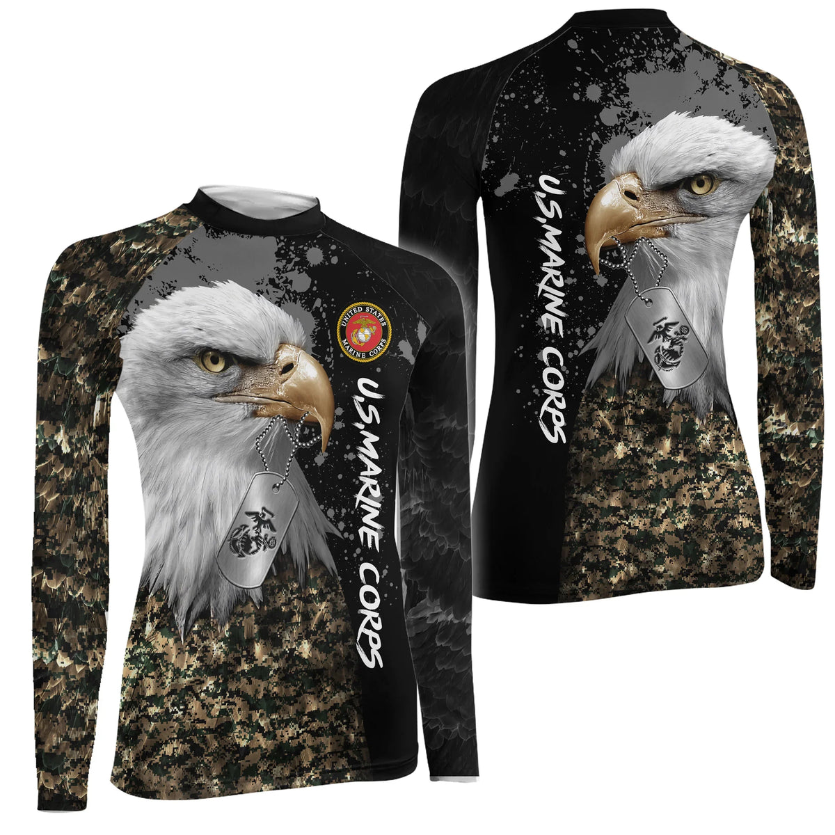 USMC Eagle Military Women's Long Sleeve Rash Guard