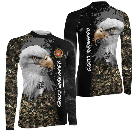 USMC Eagle Military Women's Long Sleeve Rash Guard
