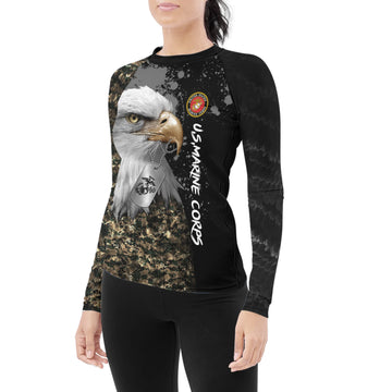 USMC Eagle Military Women's Long Sleeve Rash Guard